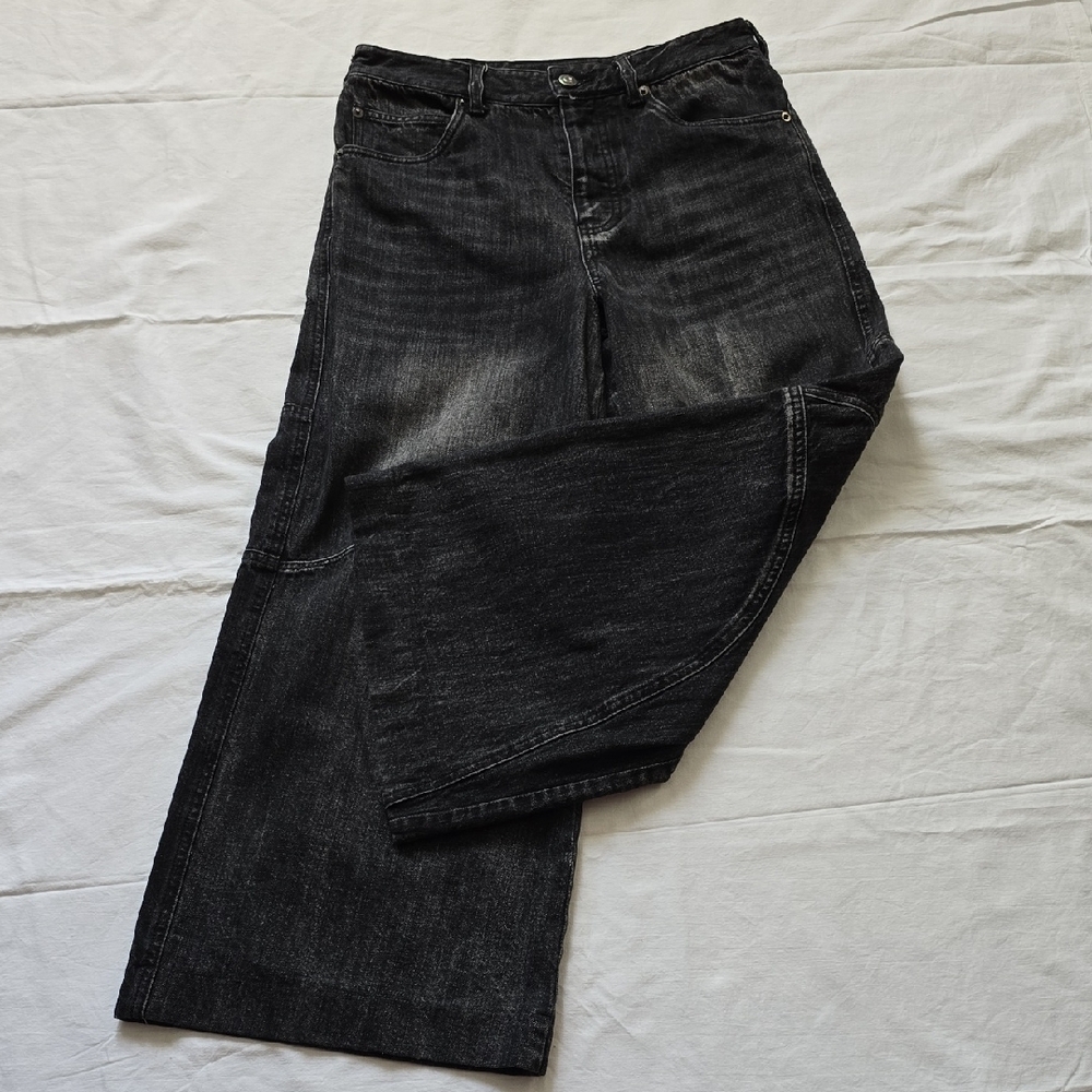 Men's Black Wide-Leg Jeans - Picture 6 of 12